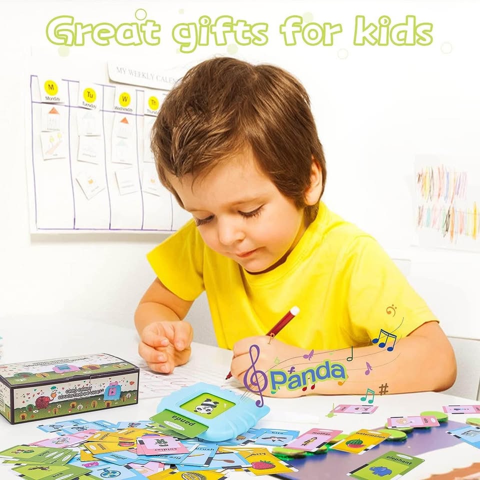 Blue and pink 112pcs Talking Flash Cards for Toddlers 2 3 Years,Educational Toys for 1 2 3 4 Year Old,Speech Therapy Toys Audible Flash Cards for Toddler Boys Birthday Xmas Gifts for Kids Ages 1-4