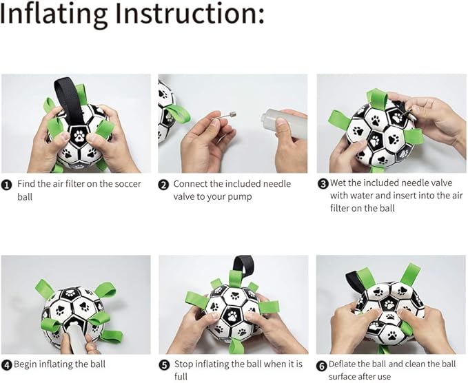 狗狗足球,互动趣味7.5英寸狗狗玩具球,室内外皆宜,带抓握拉环,适合小型和中型犬(25-75磅)