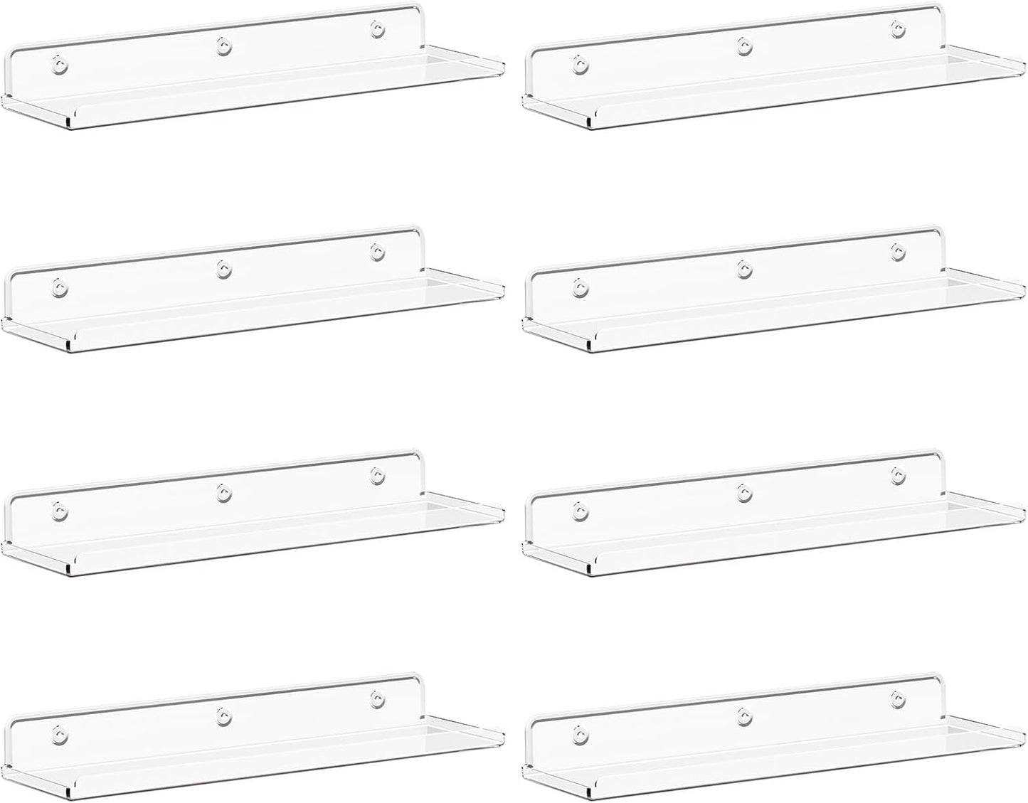 Lifewit Floating Shelves Wall Mounted, 15" Clear Acrylic Organizer, Plastic Wall Decor