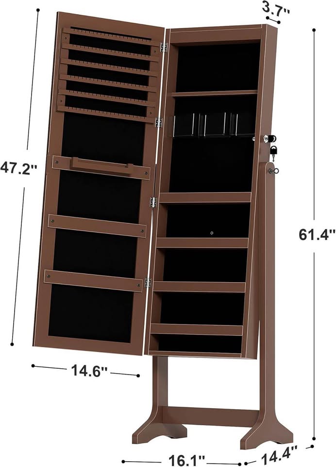 Brand new SogesPower Jewelry Storage Cabinet with Mirror, Jewelry Organizer Hanging, Full Length Mirror