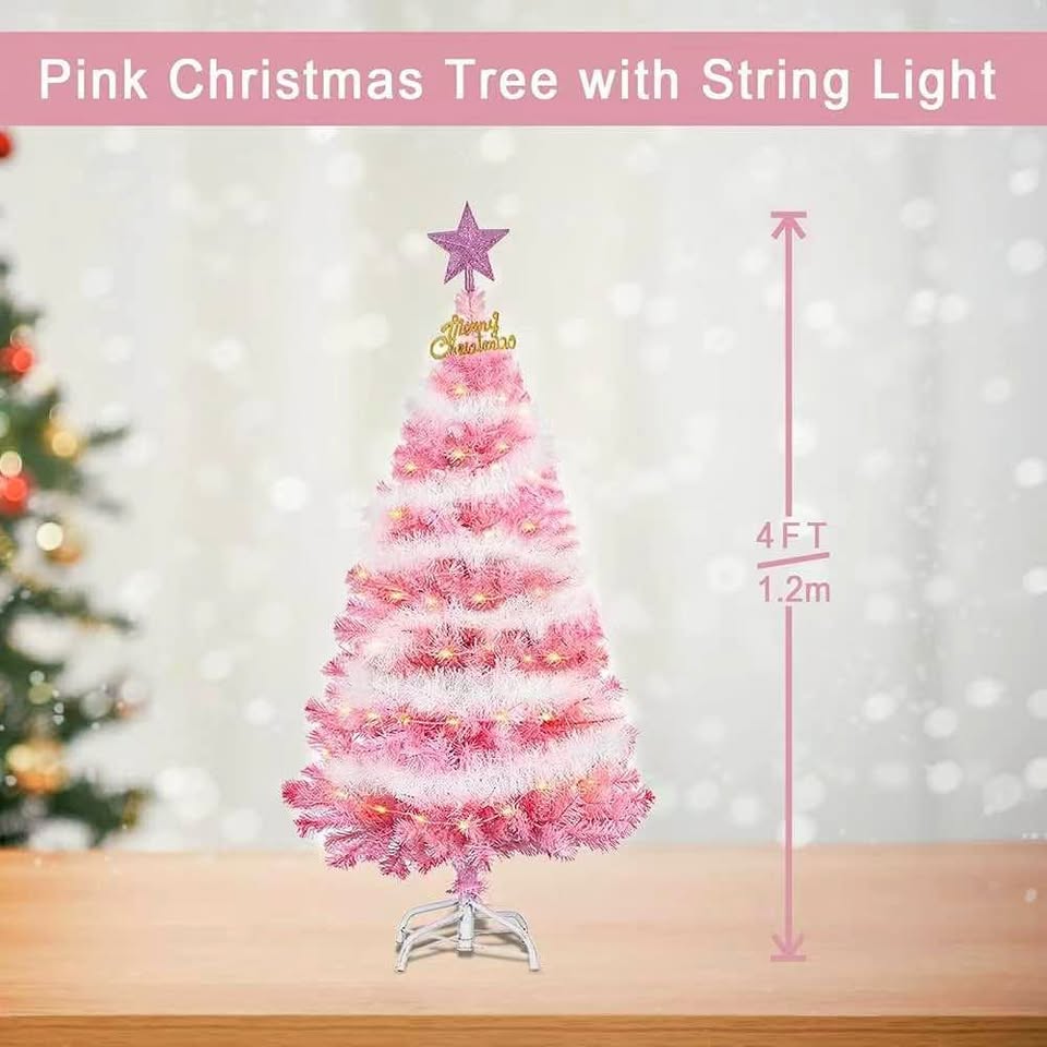 Brand new 4FT pink Christmas tree with light and decoration