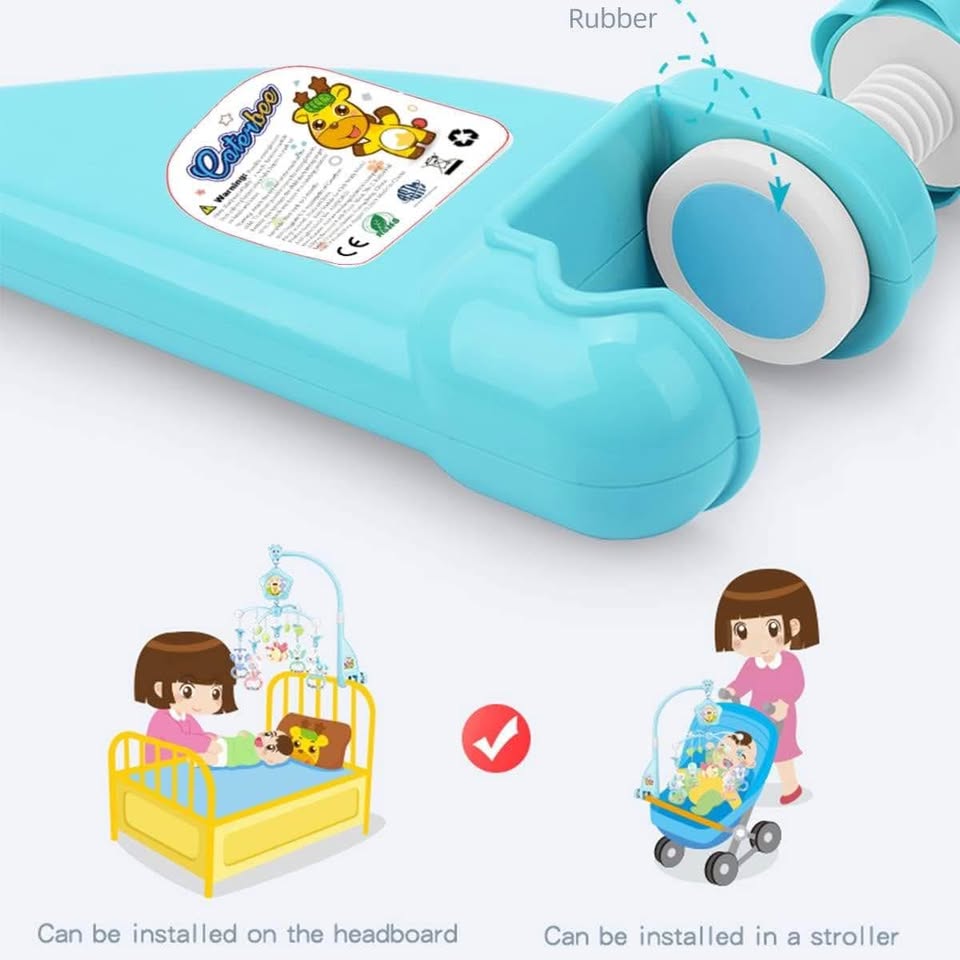 Baby mobile for crib with lights and musicial, Projection ,Hanging Rotating, Teether for girl (Pink)