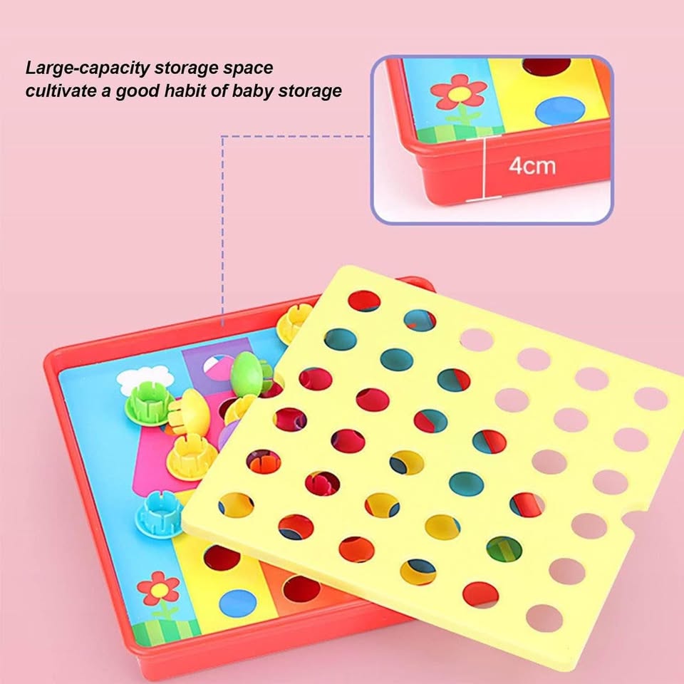 Button Nail - Button Art Toys - Toddler Activities Crafts Color Matching Early Learning Educational