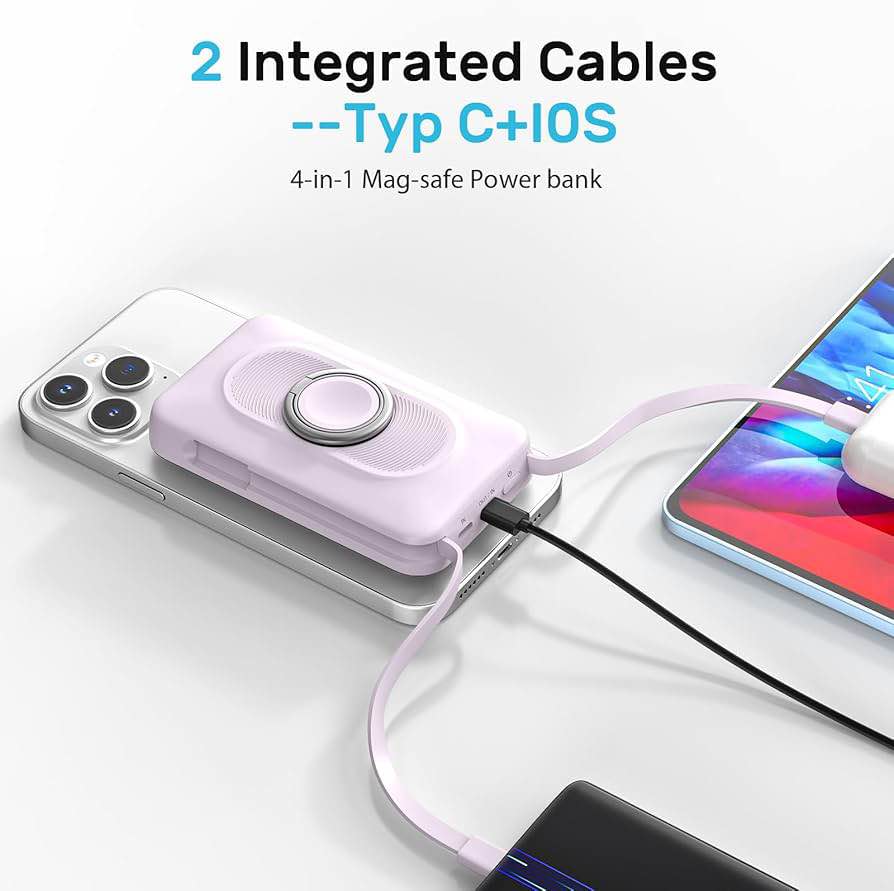 Magnetic Power Bank 20000mAh, 4-in-1 Wireless Portable Charger, 22.5W Fast Charging with USB-C/iOS C