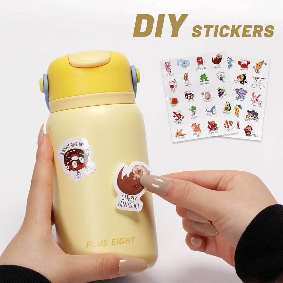 PLUS EIGHT Kids Insulated Water Bottles with DIY Stickers