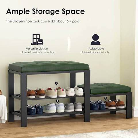 Brand new sealed Tiered Shoe Rack Bench with Padded Seat brown black