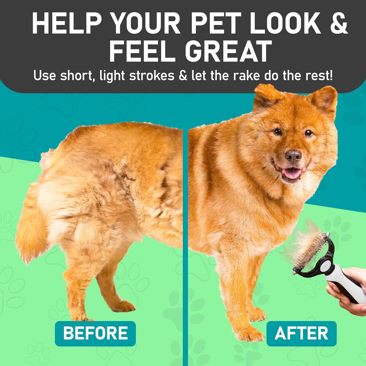 Maxpower Planet宠物美容刷 - 双面去毛、梳理毛发 - 犬用底毛耙 - 犬用美容刷 - 犬用去毛刷 - 犬猫通用,减少95%掉毛,白色