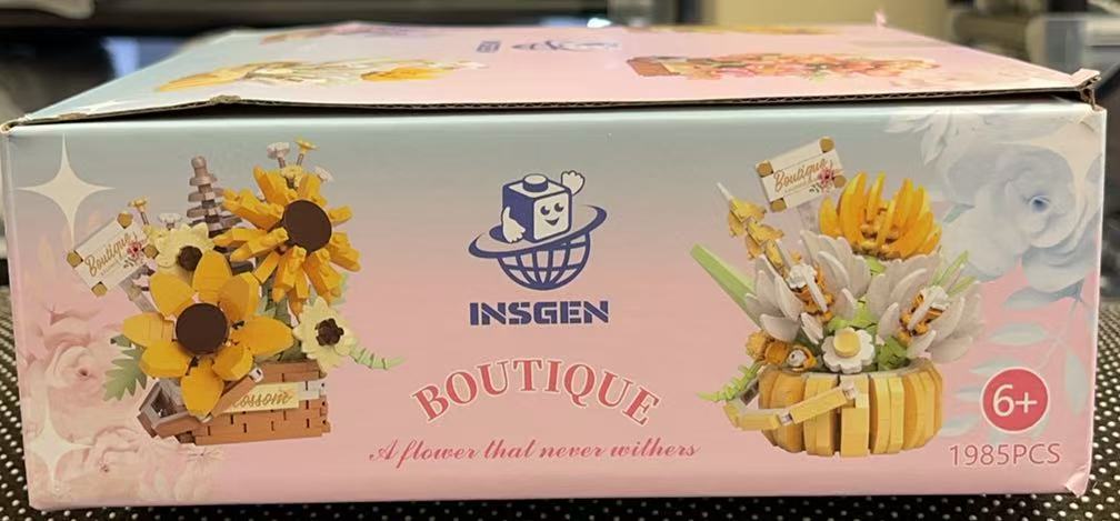 INSGEN 1985-Piece Flower Building Block Set – 4 Floral Basket Designs, DIY Bouquet Decoration, Ages 6+