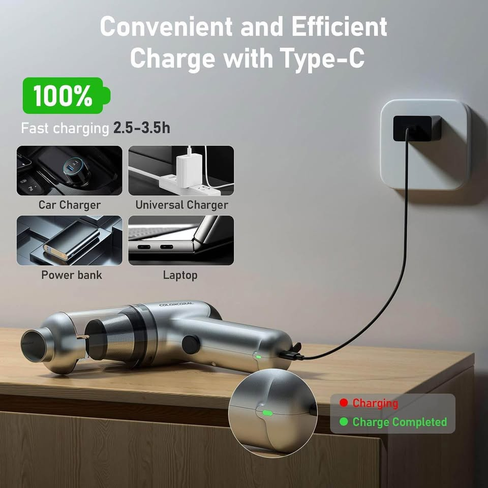 无绳手持吸尘器,附赠2支清洁凝胶,空气除尘器,电脑吸尘器,无线可充电,适用于汽车内饰、键盘清洁、家居清洁