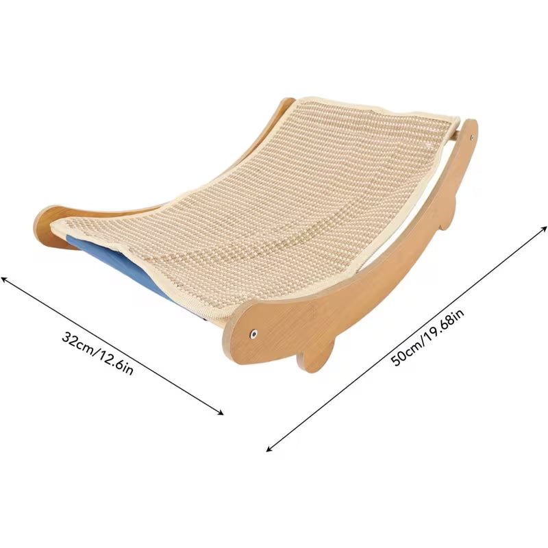 Wooden Cat Hammock Lounge Bed with Sisal Scratcher – Large Indoor Cat Resting Chair & Furniture Protector