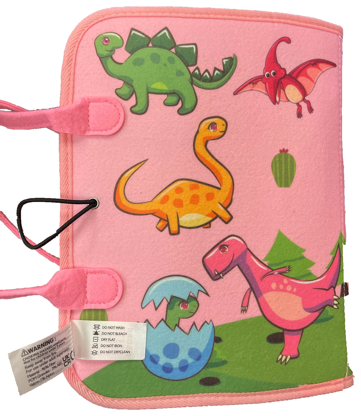 Pink Dinosaur Busy Board Montessori Sensory Activity Book Travel Learning Toy