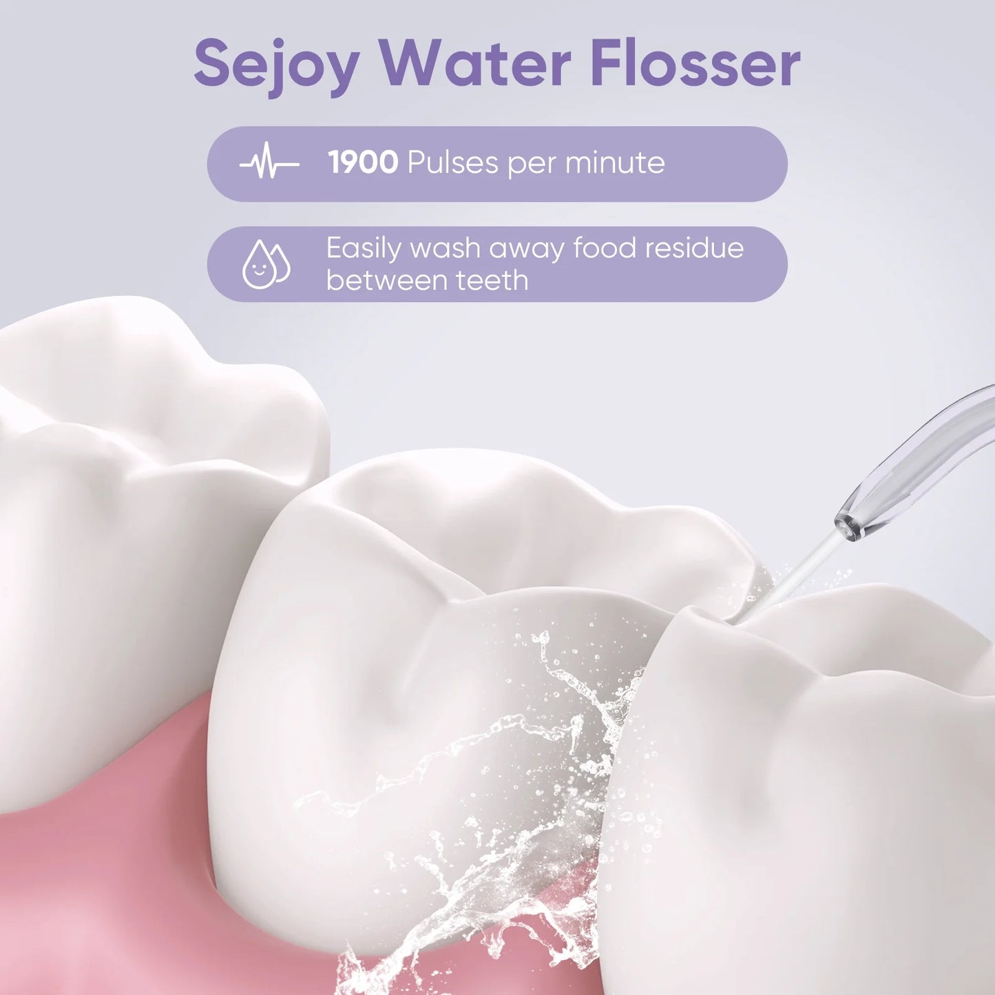 Sejoy Cordless Water Flosser Portable Oral Irrigator Rechargeable Collapsible Travel Teeth Cleaner IPX7 Waterproof, Purple