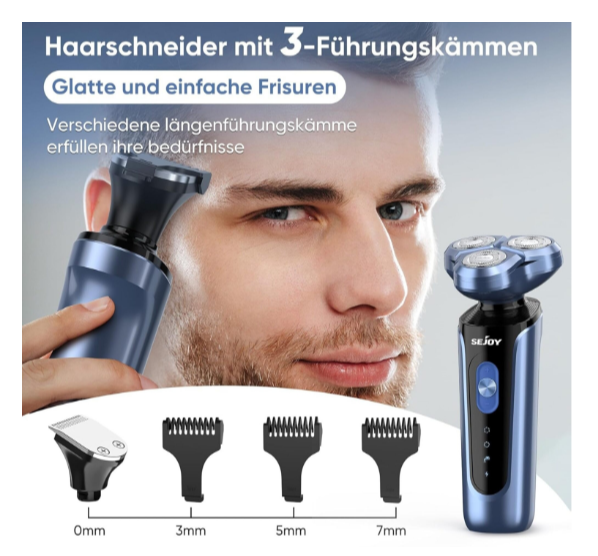 Electric Shaver 5-in-1 Grooming Kit for Men – Rechargeable Rotary Razor with Beard Trimmer, Nose Hair Trimmer, Facial Brush, 2-Speed Power, IPX7 Waterproof Wet & Dry Shaving
