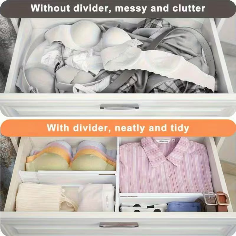12 Pack Drawer Dividers, 4" High, 11-17" Adjustable Drawer Divider for clothes, Expandable Dresser Organizer for Clothes, Bedroom and Office Storage
