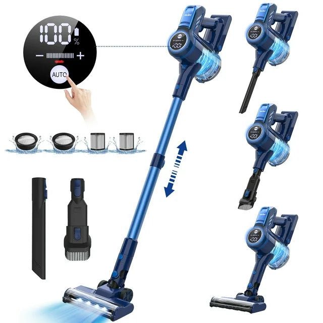 SEJOY 无绳手持吸尘器，25KPa 吸力，带触摸显示屏，续航时间 60 分钟，轻巧便携，适用于地毯、硬木地板和宠物毛发清洁。