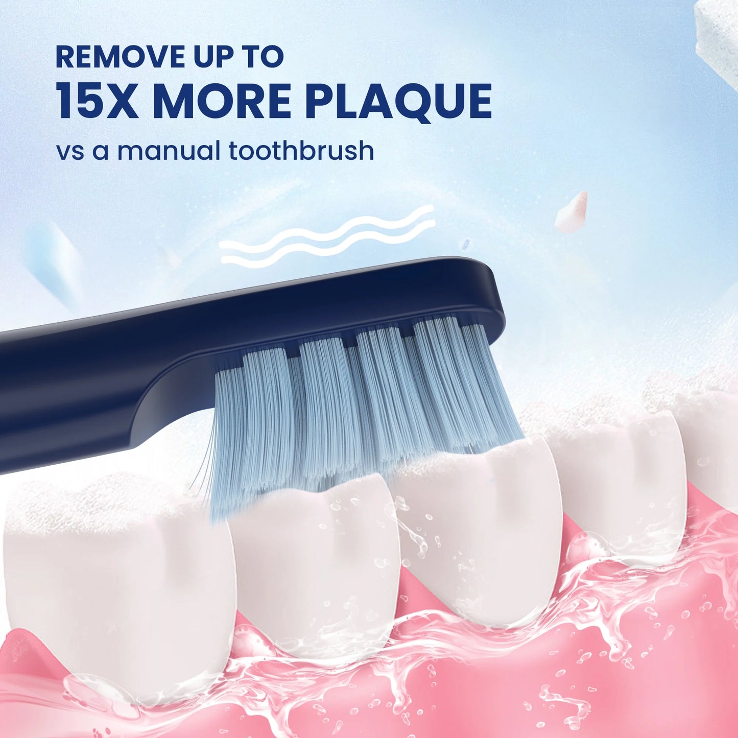 Sejoy 电动牙刷，可充电电动牙刷，快充声波牙刷，带旅行锁，4 个刷头，礼品装，海军蓝