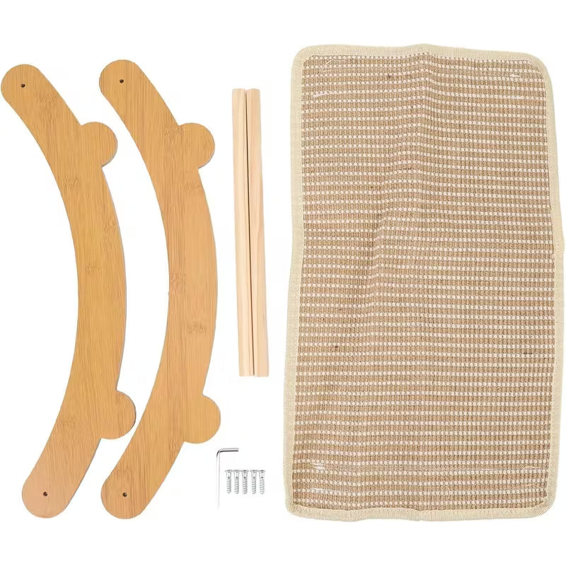 Wooden Cat Hammock Lounge Bed with Sisal Scratcher – Large Indoor Cat Resting Chair & Furniture Protector