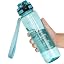 OLDLEY Water Bottle 32oz, Motivational Sports Water Bottle with Time Marker, BPA Free Tritan, Leakproof Wide Mouth, for Gym Office Outdoors
