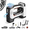 Litheli Cordless Air Compressor, 20V Portable Tire Inflator, 150 PSI, Auto Shut-Off, LED Light, 3 Nozzle Adapters, with 2.0Ah Battery
