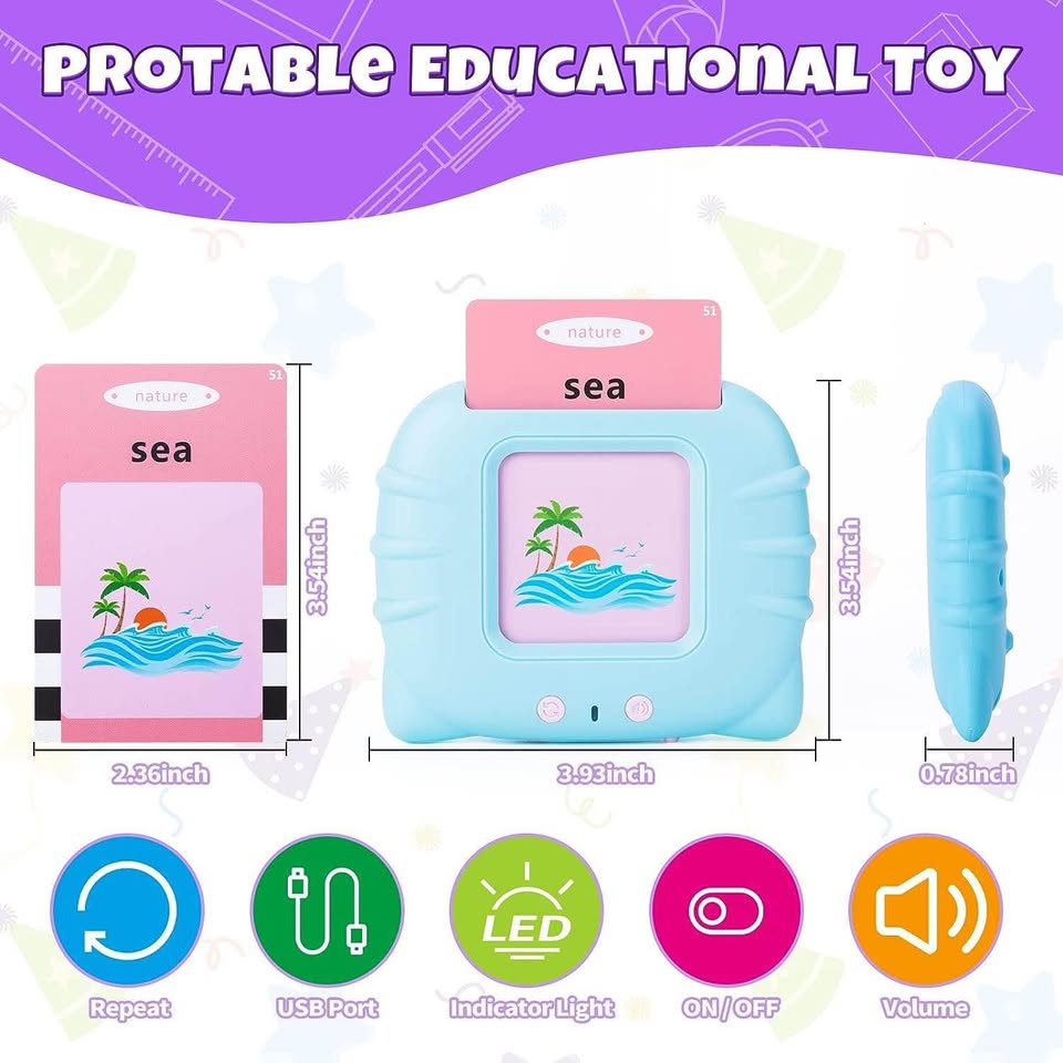 Blue and pink 112pcs Talking Flash Cards for Toddlers 2 3 Years,Educational Toys for 1 2 3 4 Year Old,Speech Therapy Toys Audible Flash Cards for Toddler Boys Birthday Xmas Gifts for Kids Ages 1-4