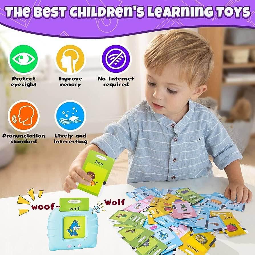 Blue and pink 112pcs Talking Flash Cards for Toddlers 2 3 Years,Educational Toys for 1 2 3 4 Year Old,Speech Therapy Toys Audible Flash Cards for Toddler Boys Birthday Xmas Gifts for Kids Ages 1-4