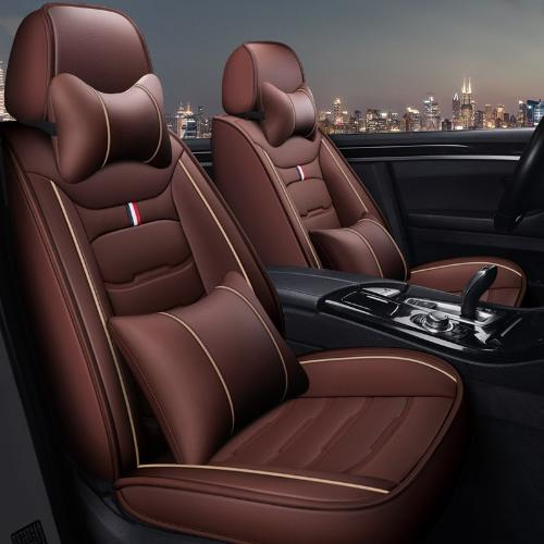 Universal 5-Seater Full-Wrap Leather Car Seat Covers, All-Season Use, Black Red/Beige/Coffee