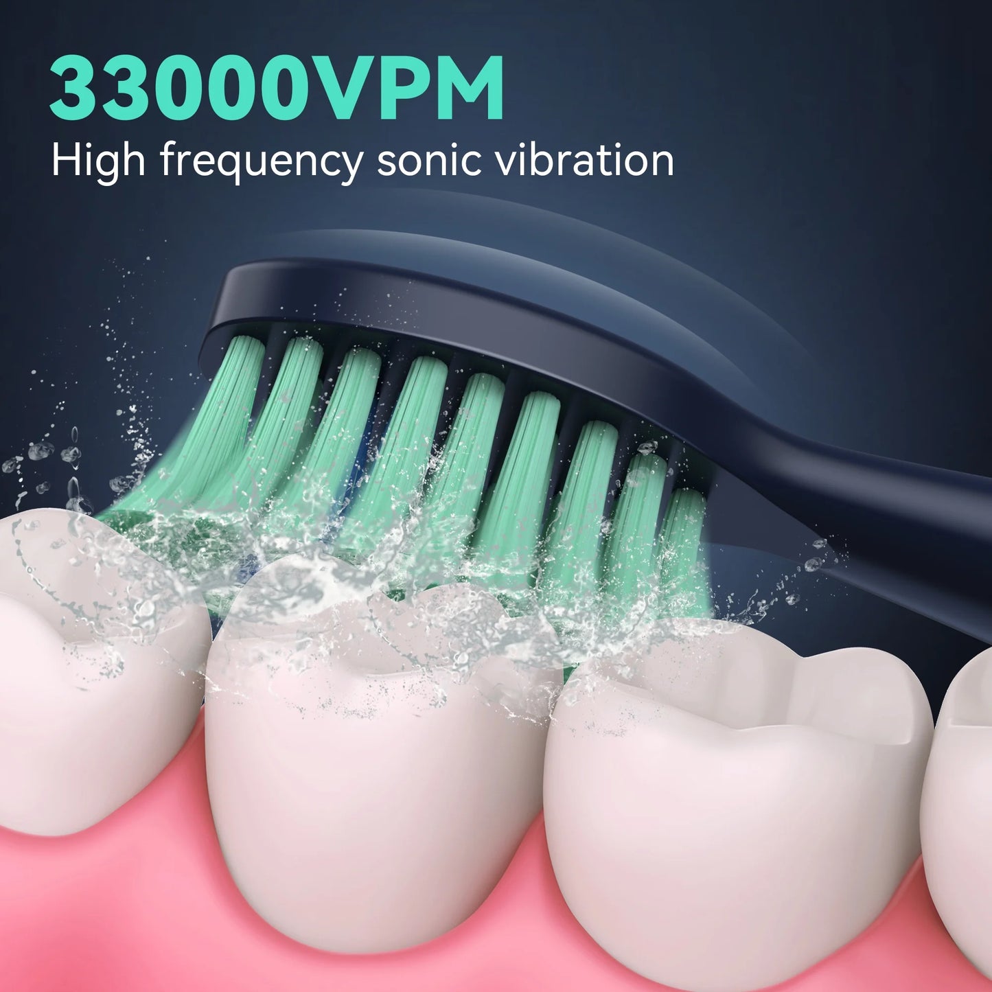 Sejoy Sonic Electric Toothbrush with 8 Brush Heads, Rechargeable Electric Tooth Brush for Adults and Kids,High Power, 5 Modes,Smart Timer for Home Travel, Gift,Navy