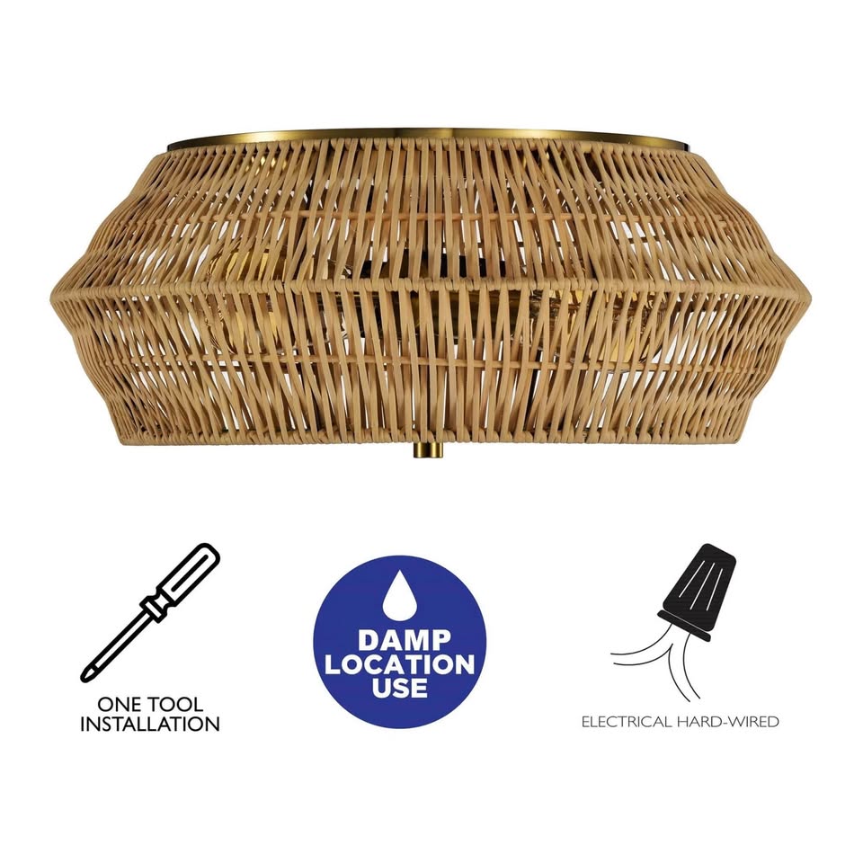 双灯天然藤条户外吸顶灯