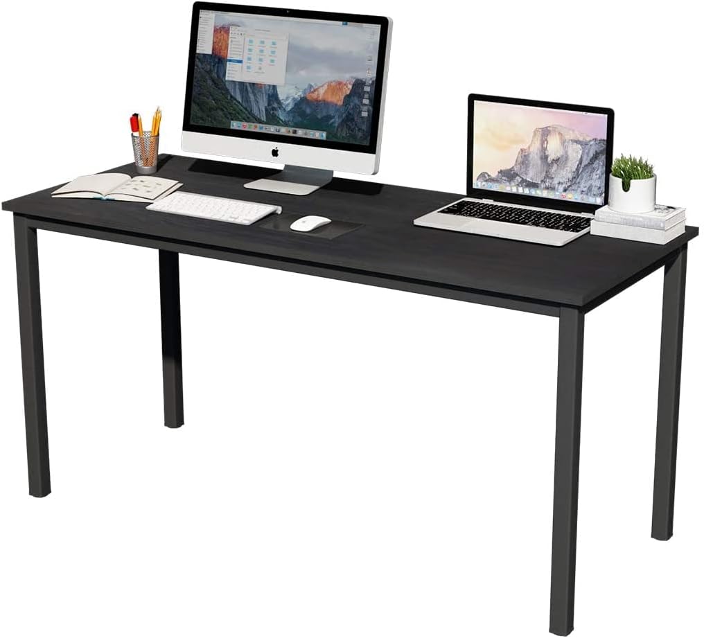 Computer Desk, 55 inches Office Desk Computer Table Study Writing Desk Workstation for Home Office, Black