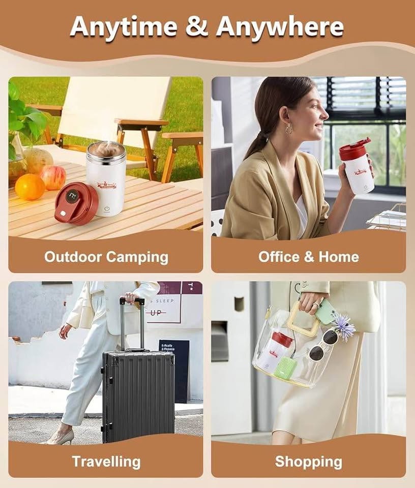 自搅拌咖啡杯，316不锈钢便携式无线电动咖啡杯