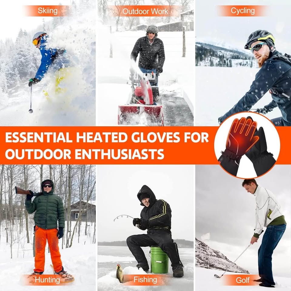 Heated Gloves for Men Women Rechargeable Electric Heating Ski Gloves 7.4V 2200mAH Batterys Touchscreen Waterproof Motorcycle Heat Glove Hand Warmer for Winter Indoor Outdoor Work Skiing Hiking Camping
