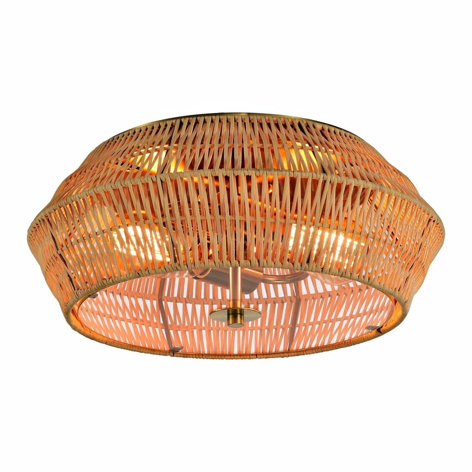 双灯天然藤条户外吸顶灯