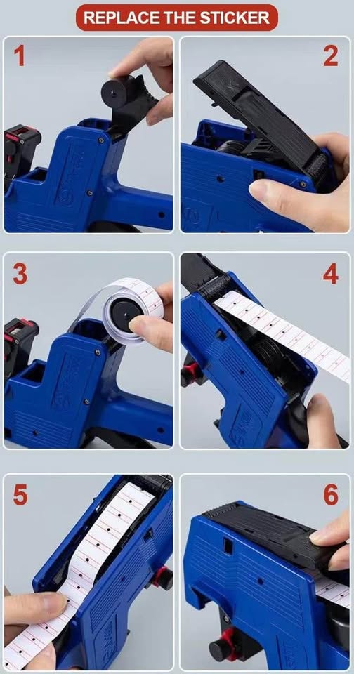 1 Line 8-Bit Price Marking Machine Price Tag Marking Machine Code Coding Machine MX5500 Price Marking Machine, A Free Roll of Label Paper and Three Ink Wheels (Blue)