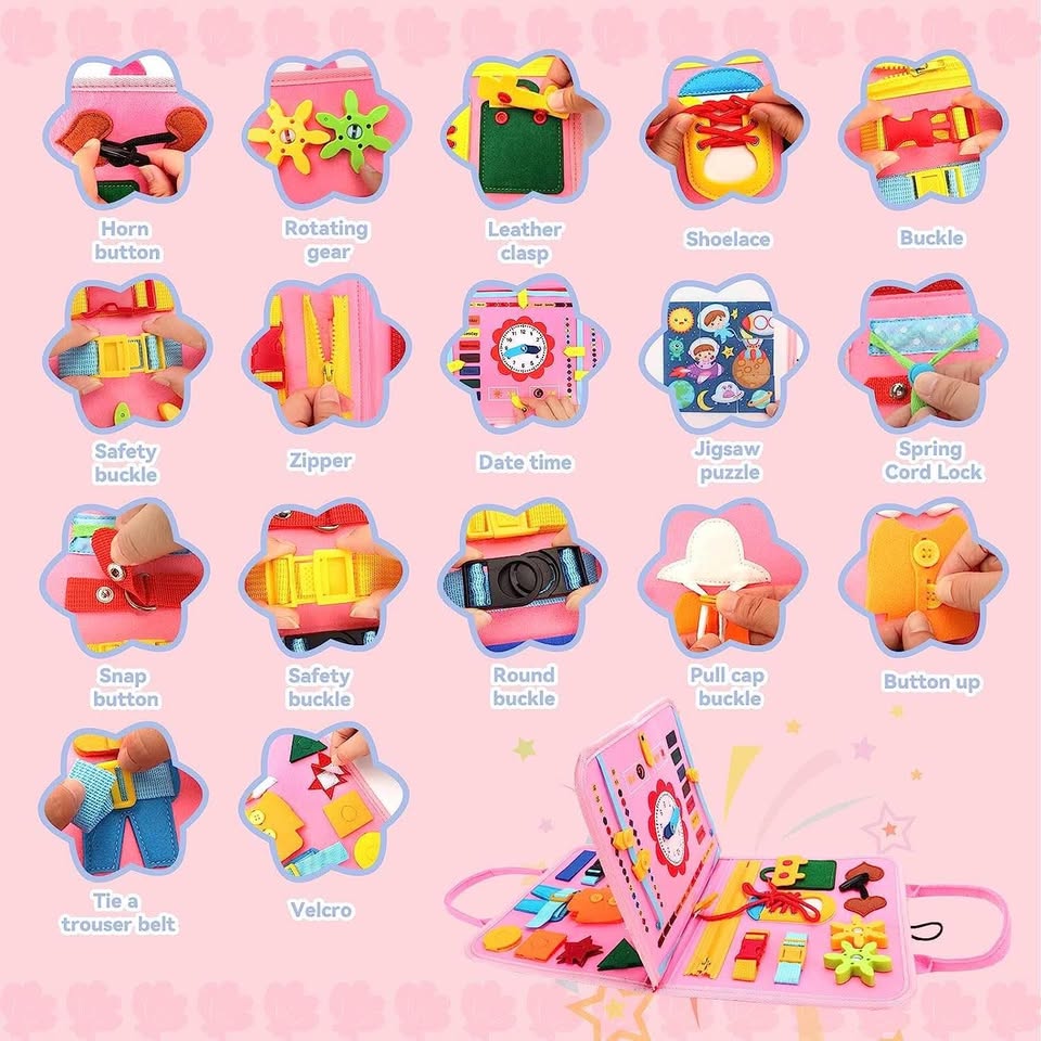 幼儿忙碌板，蒙特梭利玩具，适合1-4岁男孩女孩，锻炼精细动作技能和学习能力