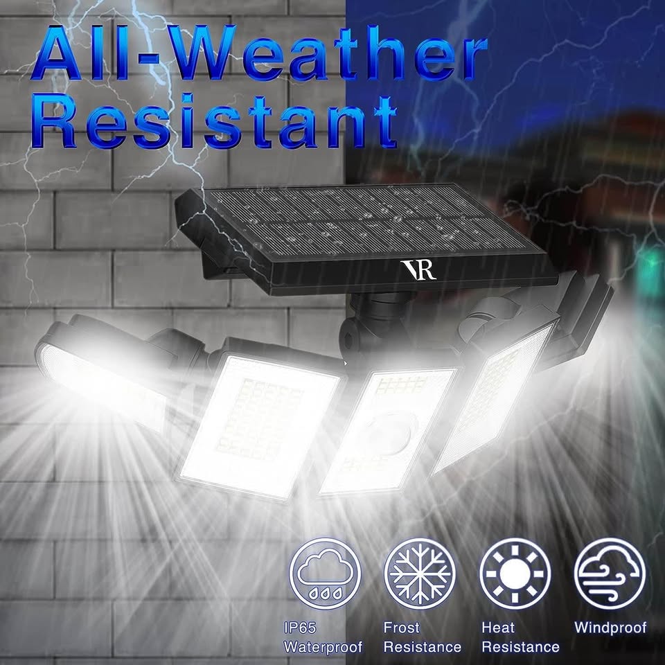 Solar Lights Outdoor Motion Sensor - 400% Brighter 7000K 3000LM 5 Levels Brightness 3 Lighting Modes 2400mAh 360° Wide Angle Illumination IP65 Waterproof VENSSTNOR Security Flood Light