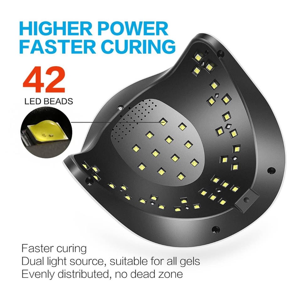 BOLASEN Professional Gel UV Nail Lamp, True 80W Salon Grade LED Nail Dryer for Gel Polish, UV Light for Nails, Portable Fast Curing Lamp with Large Space, 4 Timers, Auto Sensor, LCD Display, White