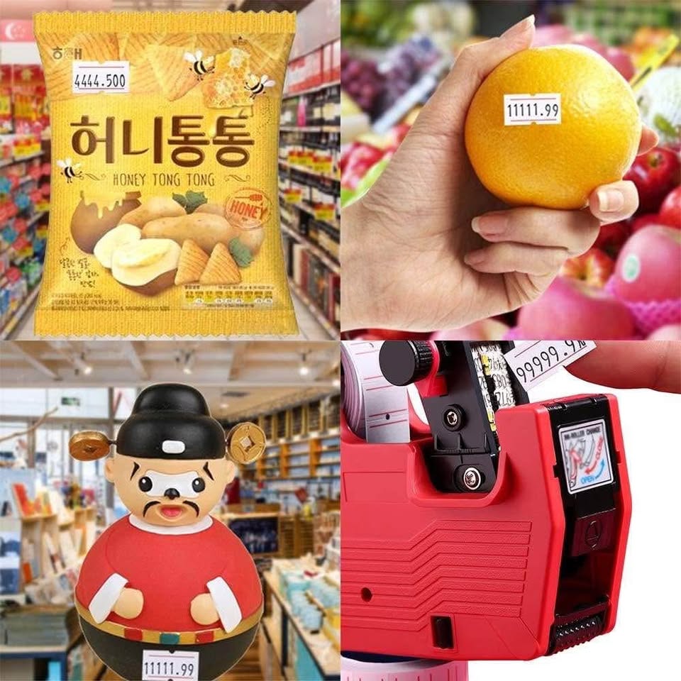 1 Line 8-Bit Price Marking Machine Price Tag Marking Machine Code Coding Machine MX5500 Price Marking Machine, A Free Roll of Label Paper and Three Ink Wheels (Blue)