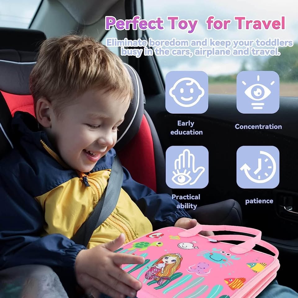 幼儿忙碌板，蒙特梭利玩具，适合1-4岁男孩女孩，锻炼精细动作技能和学习能力