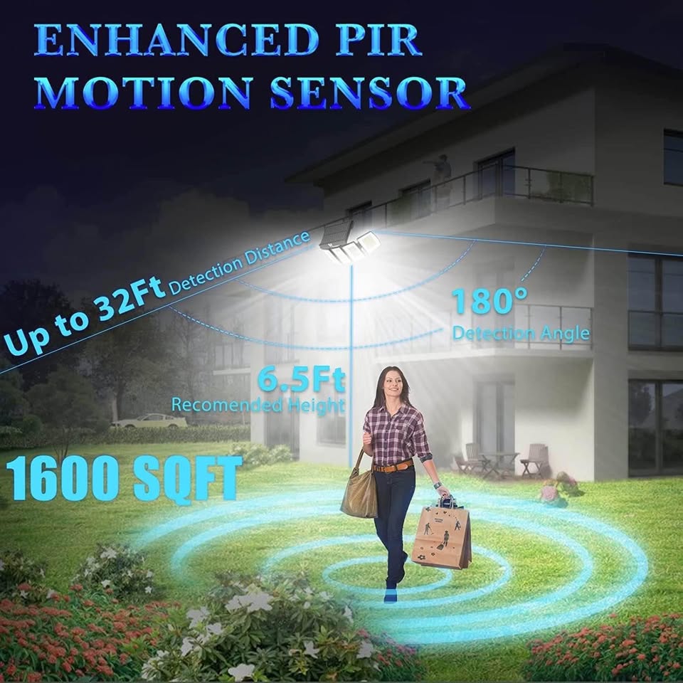 Solar Lights Outdoor Motion Sensor - 400% Brighter 7000K 3000LM 5 Levels Brightness 3 Lighting Modes 2400mAh 360° Wide Angle Illumination IP65 Waterproof VENSSTNOR Security Flood Light