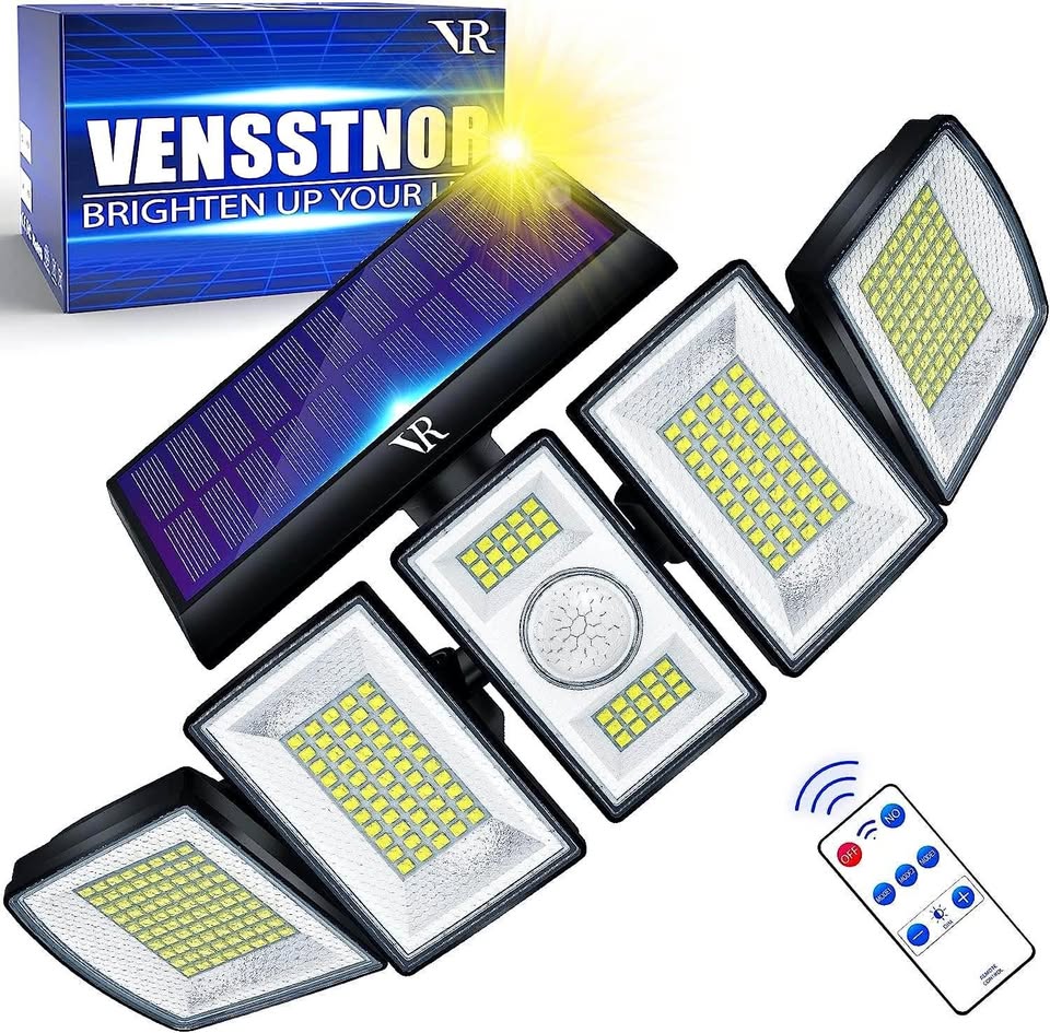 Solar Lights Outdoor Motion Sensor - 400% Brighter 7000K 3000LM 5 Levels Brightness 3 Lighting Modes 2400mAh 360° Wide Angle Illumination IP65 Waterproof VENSSTNOR Security Flood Light