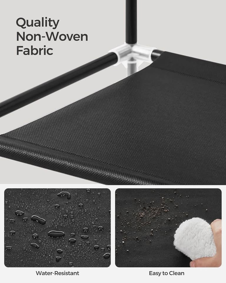 SONGMICS 10层鞋架，适用于走廊壁橱的鞋子收纳架，纤薄节省空间，金属框架，无纺布层板，黑色