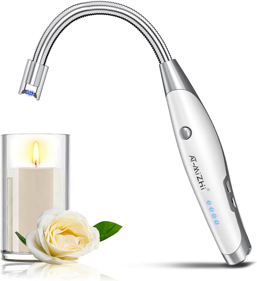 电动打火机，蜡烛打火机，可充电，带安全锁，烧烤打火机，等离子打火机，360°灵活长颈USB打火机，带LED显示屏，防溅防风电弧打火机，适用于露营烟花