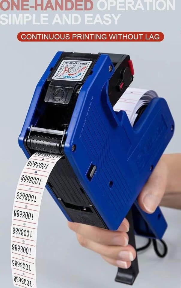 1 Line 8-Bit Price Marking Machine Price Tag Marking Machine Code Coding Machine MX5500 Price Marking Machine, A Free Roll of Label Paper and Three Ink Wheels (Blue)