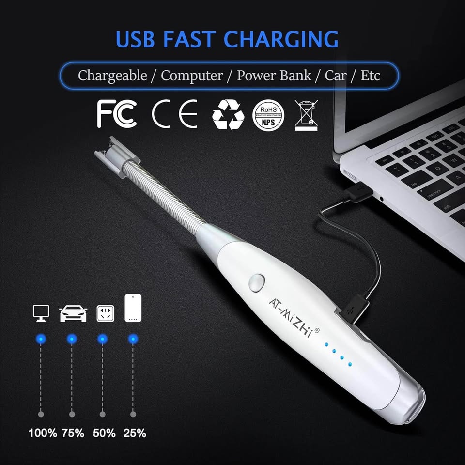 电动打火机，蜡烛打火机，可充电，带安全锁，烧烤打火机，等离子打火机，360°灵活长颈USB打火机，带LED显示屏，防溅防风电弧打火机，适用于露营烟花