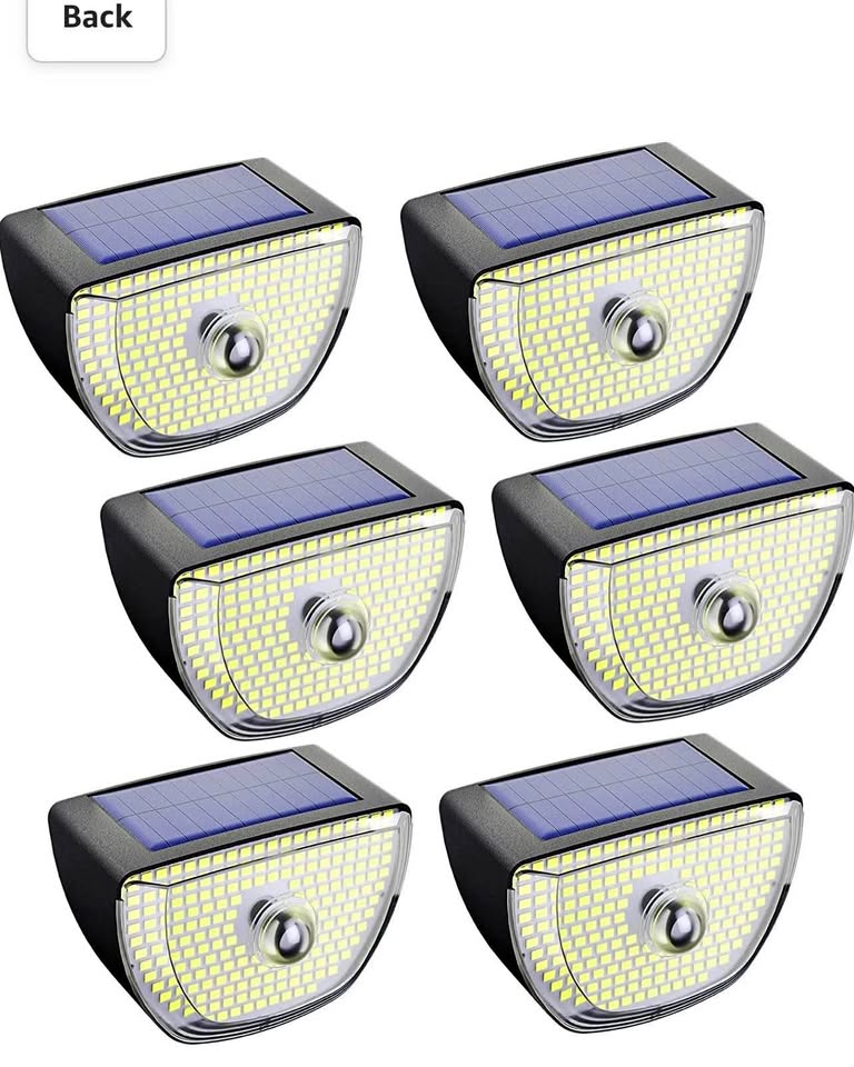 6 件装太阳能户外防水灯，200 LED 无线安全感应灯，适用于前门、后院、台阶、车库、花园等场所。