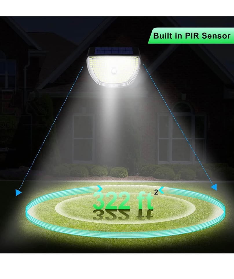 6 件装太阳能户外防水灯，200 LED 无线安全感应灯，适用于前门、后院、台阶、车库、花园等场所。
