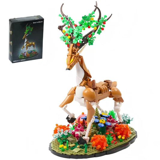 Deer in Bloom 1220+ Piece Micro Building Block Set – Floral Deer Display Model, Ages 8+