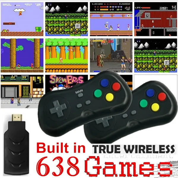 Wireless Retro 638 Games Mini Vintage Retro TV Game Console Built-in 38/638 Games Av line