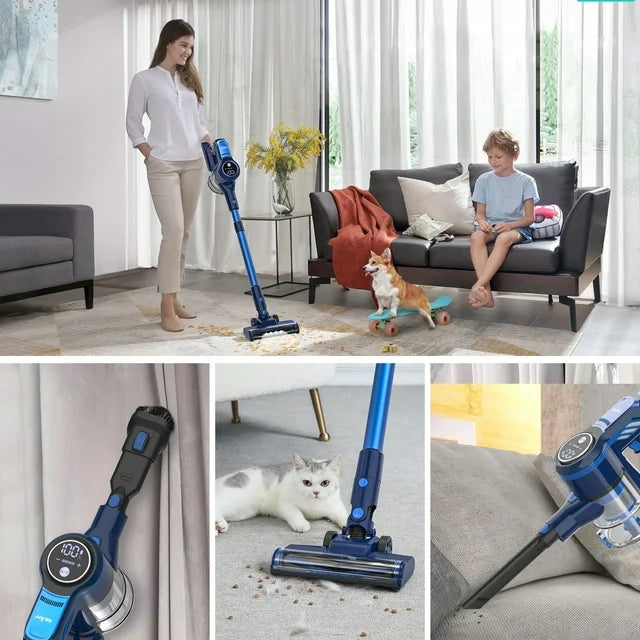 SEJOY 无绳手持吸尘器，25KPa 吸力，带触摸显示屏，续航时间 60 分钟，轻巧便携，适用于地毯、硬木地板和宠物毛发清洁。