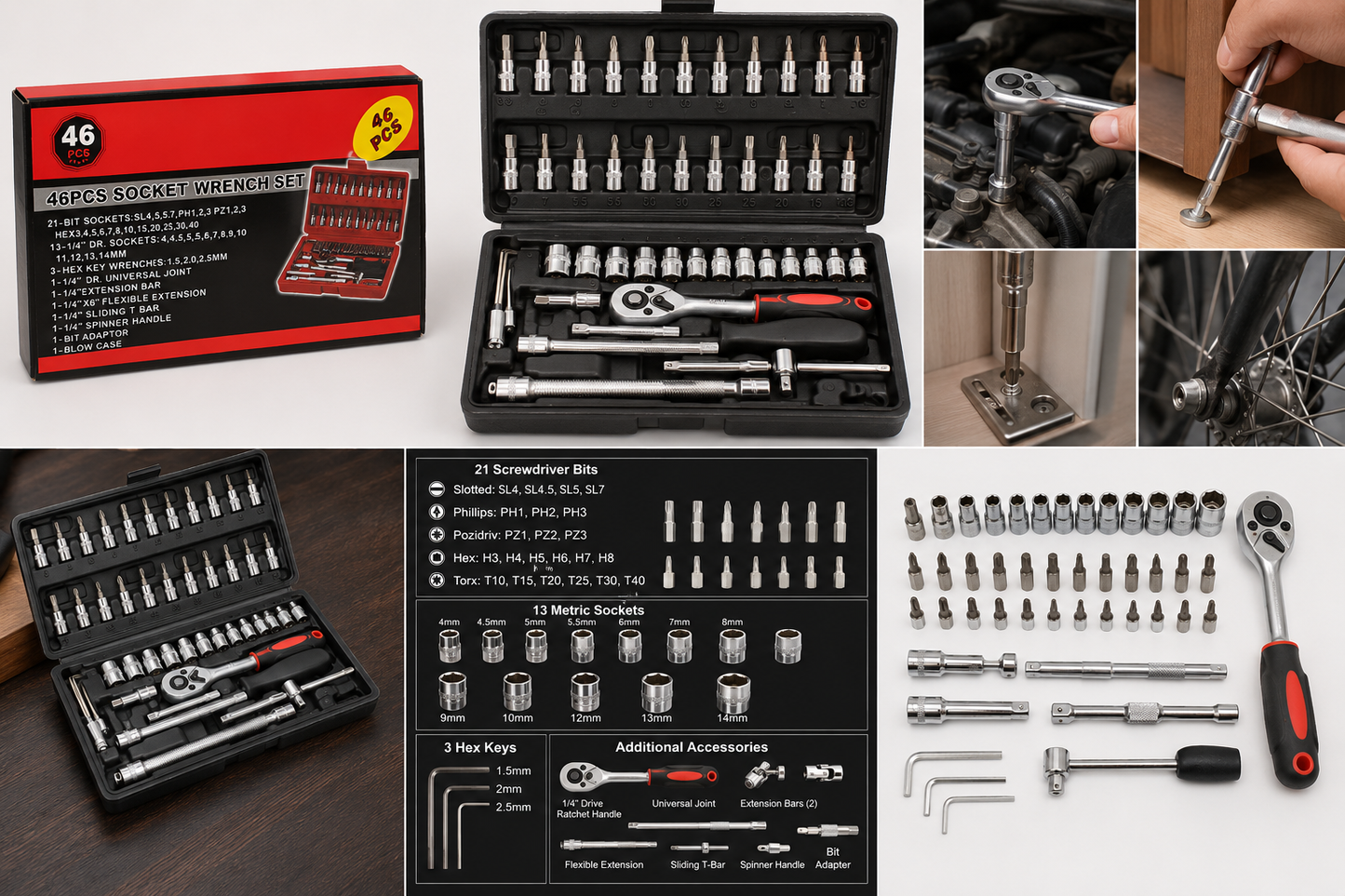 🔧 46PCS Socket Wrench Set – Complete Repair & Maintenance Tool Kit